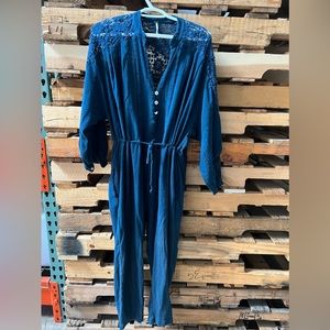 Free People romper , teal green sz small